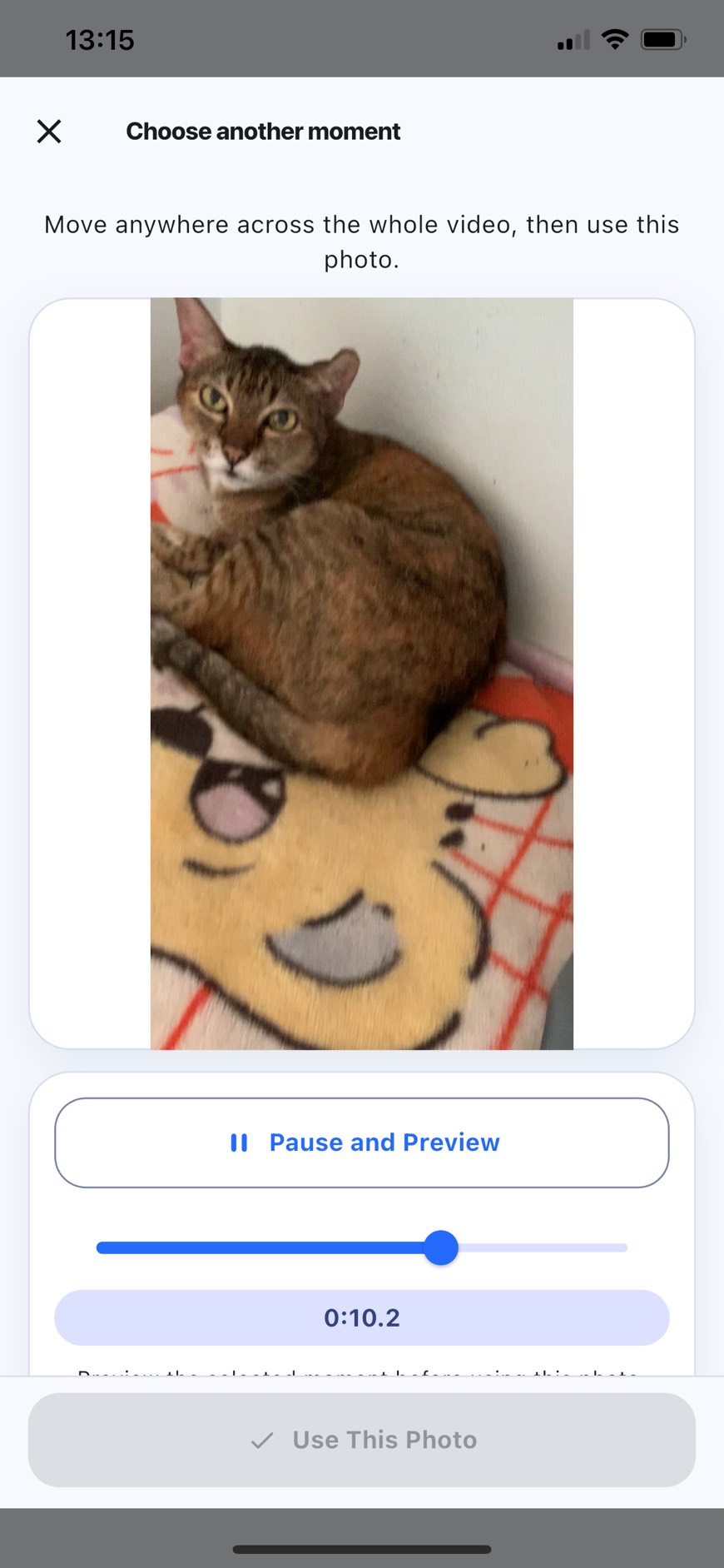 Whole-clip frame picker in MomentPick on iPhone