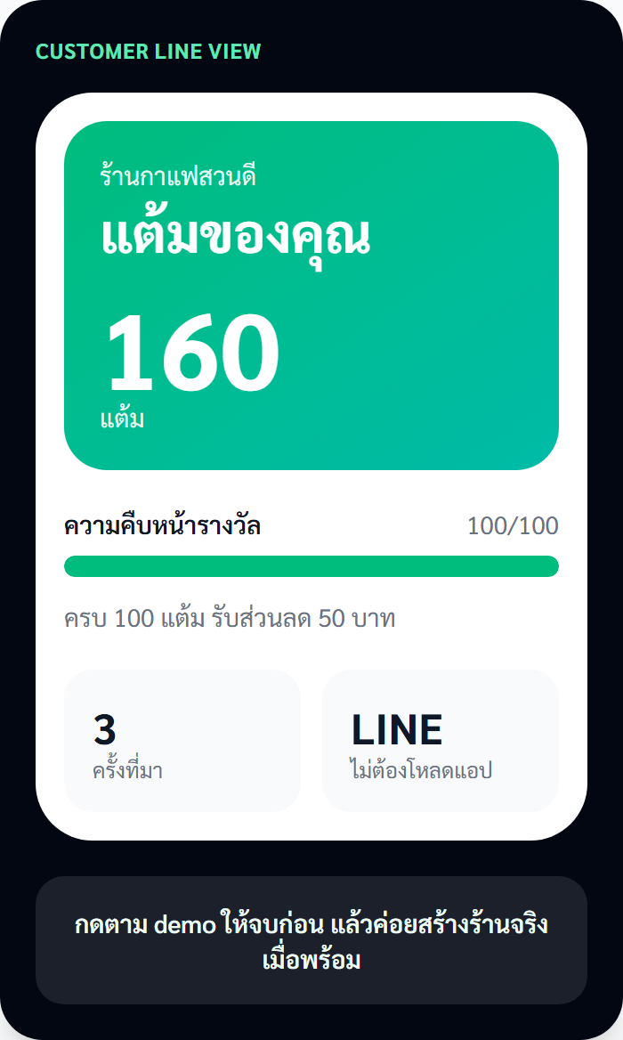 ลูกค้าเห็นแต้มใน LINE