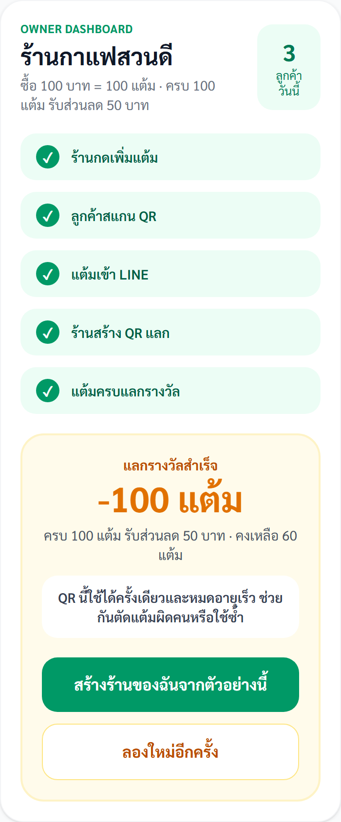 แลกรางวัลแล้วตัดแต้มชัดเจน