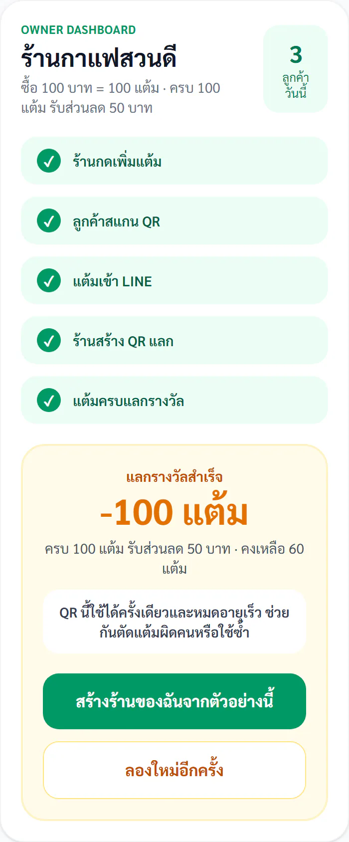 แลกรางวัลแล้วตัดแต้มชัดเจน